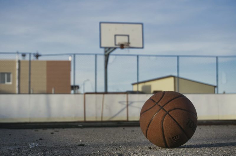basketball in an outdoor court