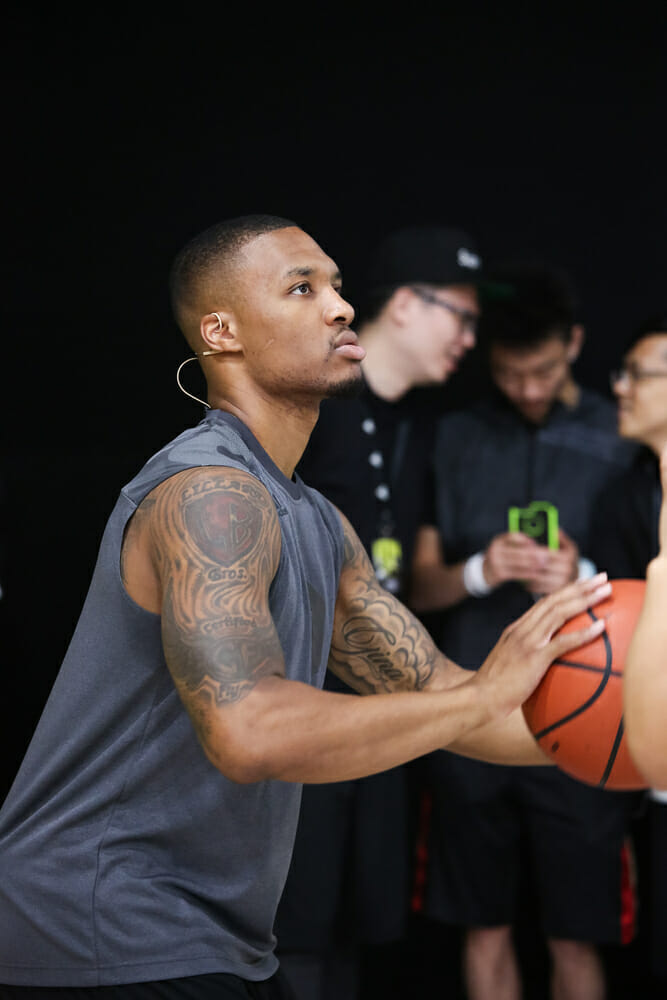 NBA star Damian Lillard shooting