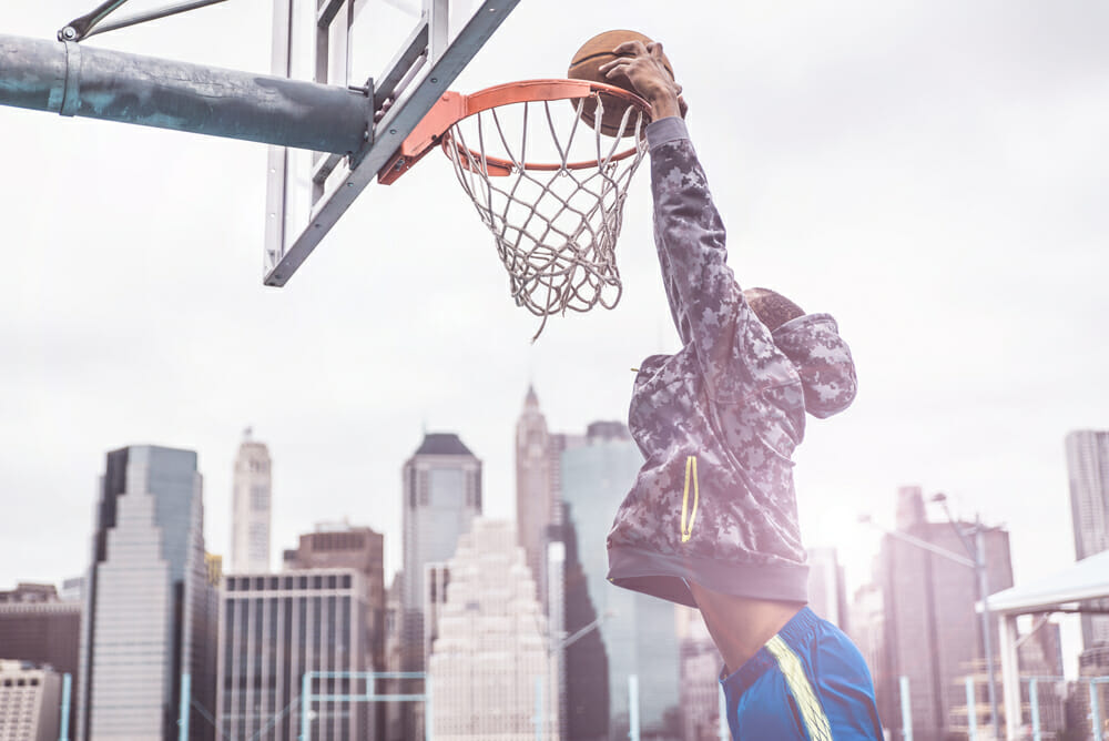 dunking with a push of the ball