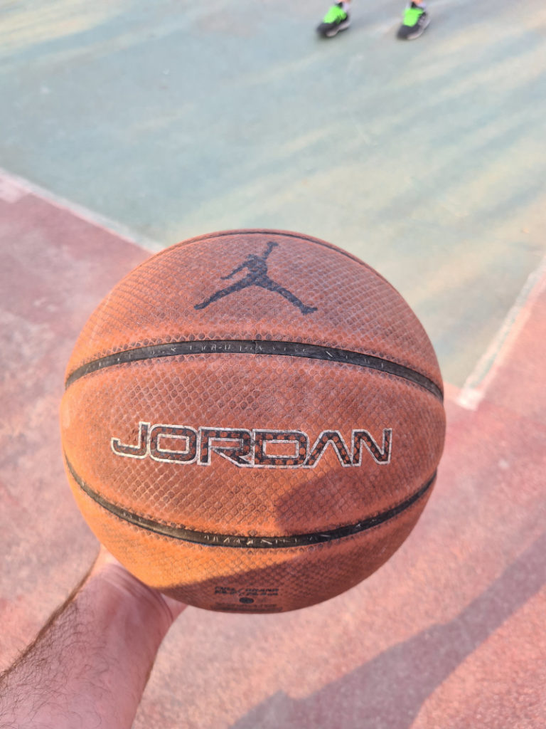 a jordan basketball used in outdoor game